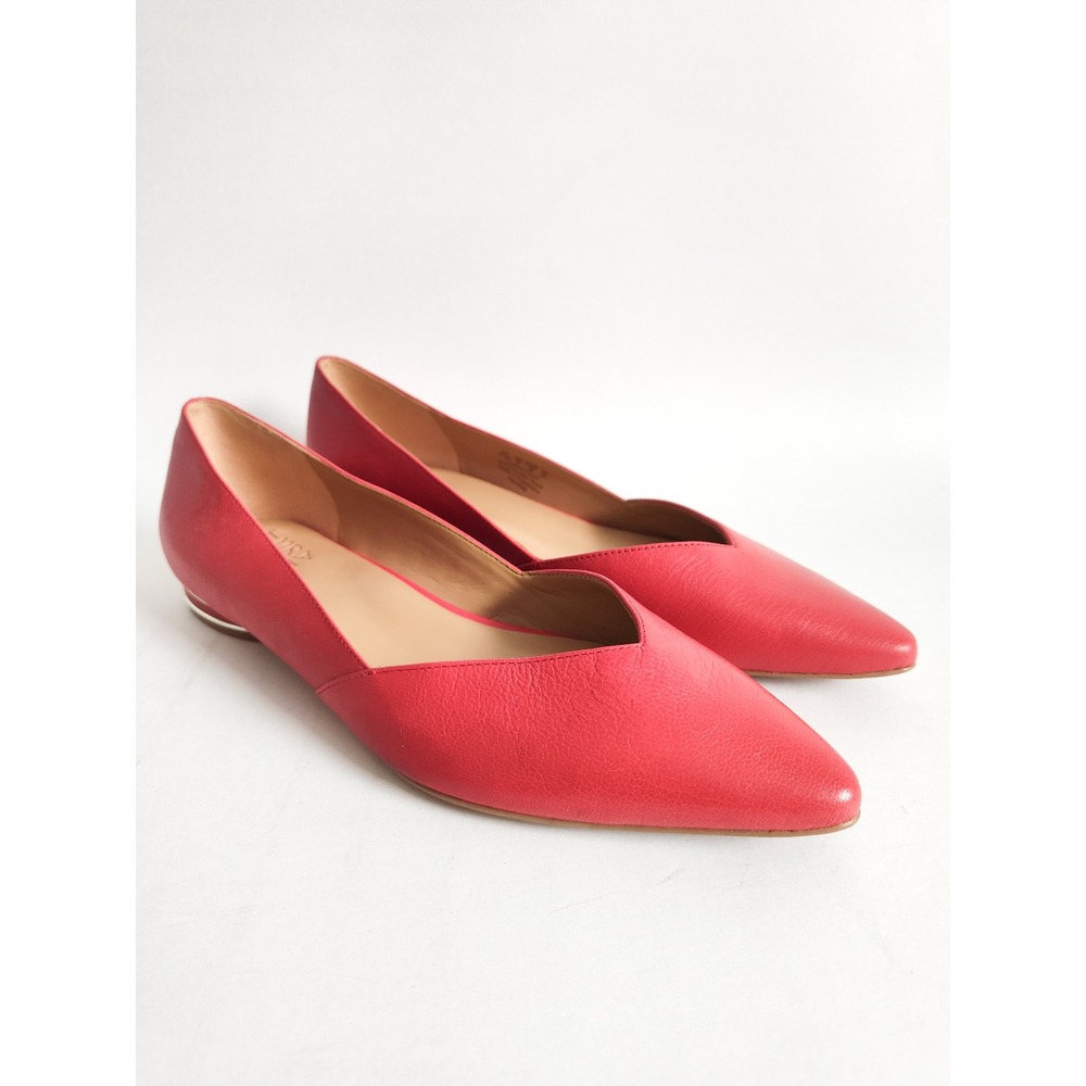 New Naturalizer Flats 8.5 Red Leather Pointed Toe V-Cut Comfort Shoes Havana
